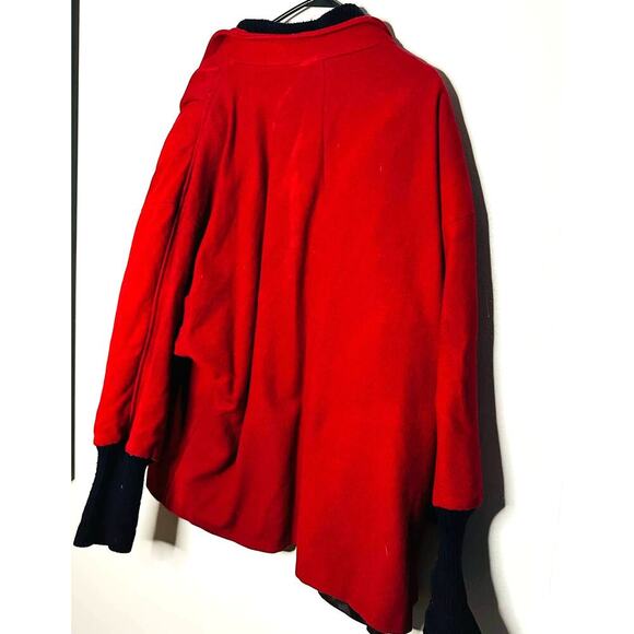 Vintage Portrait Red Wool Blend Sweater Cuff Button Front Jacket Size Medium - Picture 2 of 11